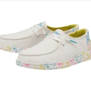 Hey Dude White Flats with Colorful Accents